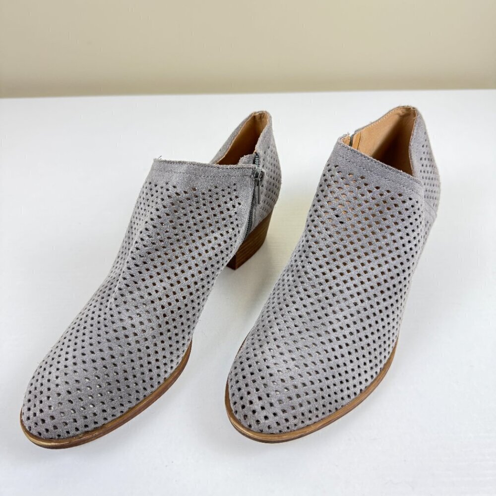 EUC Lucky Brand Gray Perforated Bayley Ankle Booties